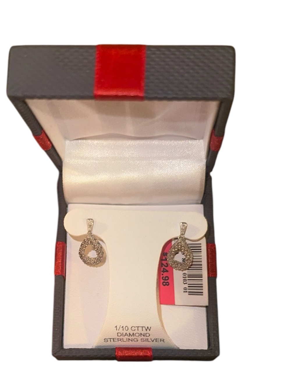 Sterling Silver Diamond Teardrop Earrings - White